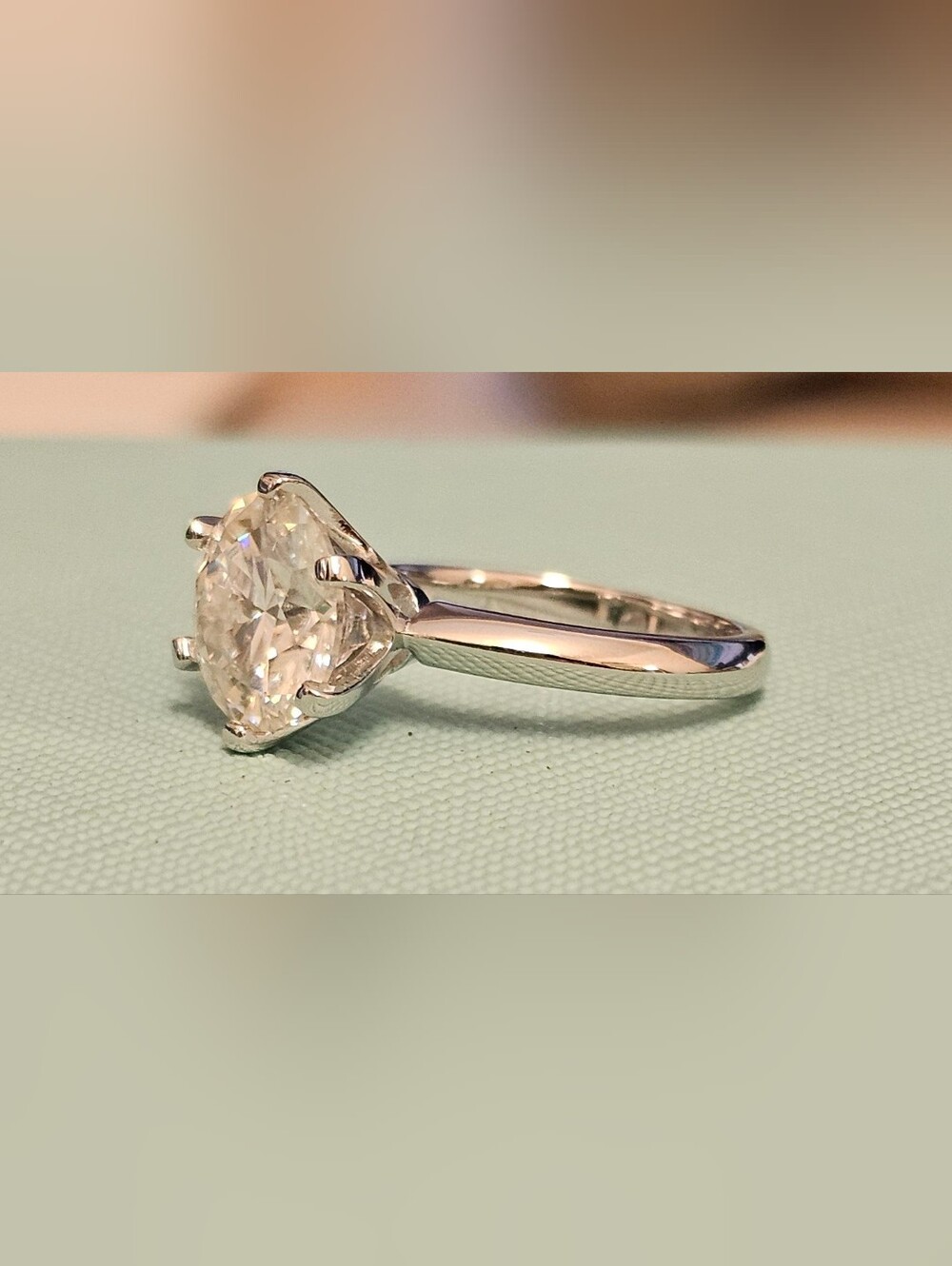 925 STERLING SILVER 3 Carat Tiffany Setting Moissanite Ring SZ 4 - Picture 2 of 5